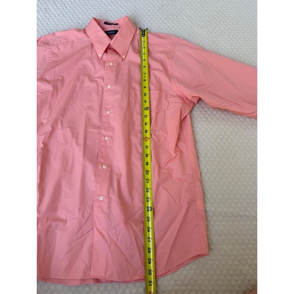 Izod Silky Poplin Shirt Button Down Dress | Peach Coral | Mens Size 16 (32/33) - Picture 11 of 12